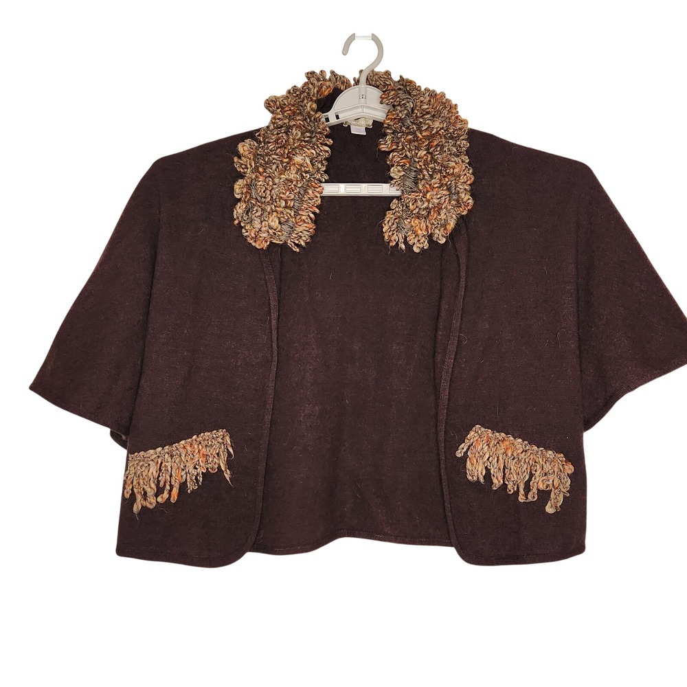 NORDSTROM Open‎ Front Knit Shawl Shrug Sweater Womens Brown One Size